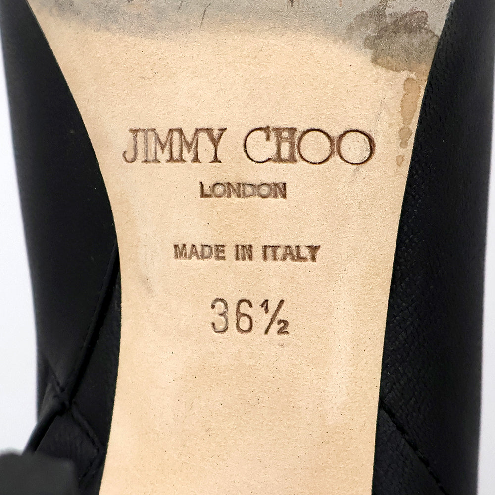 JIMMY CHOO ジミーチュウ 美品 サイドジップ ヒール ブーツ シューズ レディース ブラック 36 1/2 134TITO.CLF シューズ