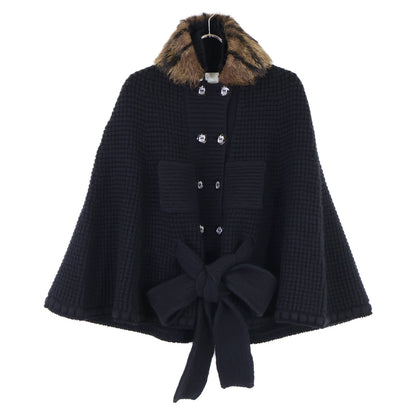 NINARICCI ニナリッチ ファーカラー ダブルブレスト ニットポンチョ ジャケット