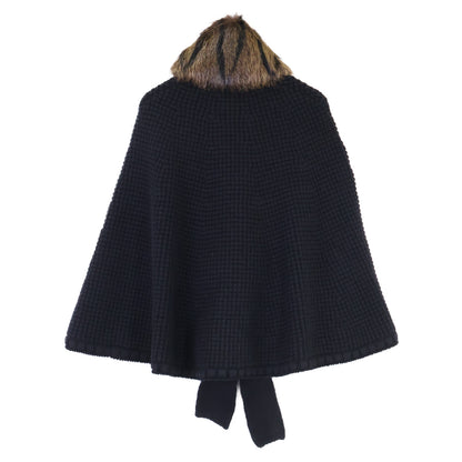 NINARICCI ニナリッチ ファーカラー ダブルブレスト ニットポンチョ ジャケット