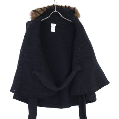 NINARICCI ニナリッチ ファーカラー ダブルブレスト ニットポンチョ ジャケット