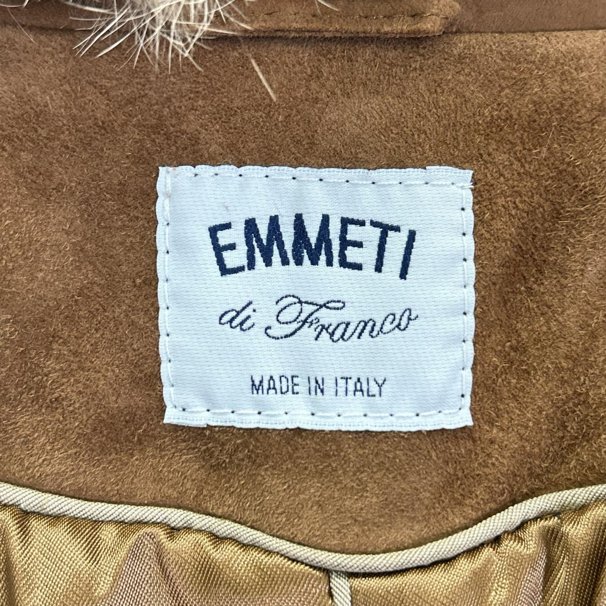 EMMETI エンメティー ブラウン 襟ファー ゴートレザー ベルテッドコート コート