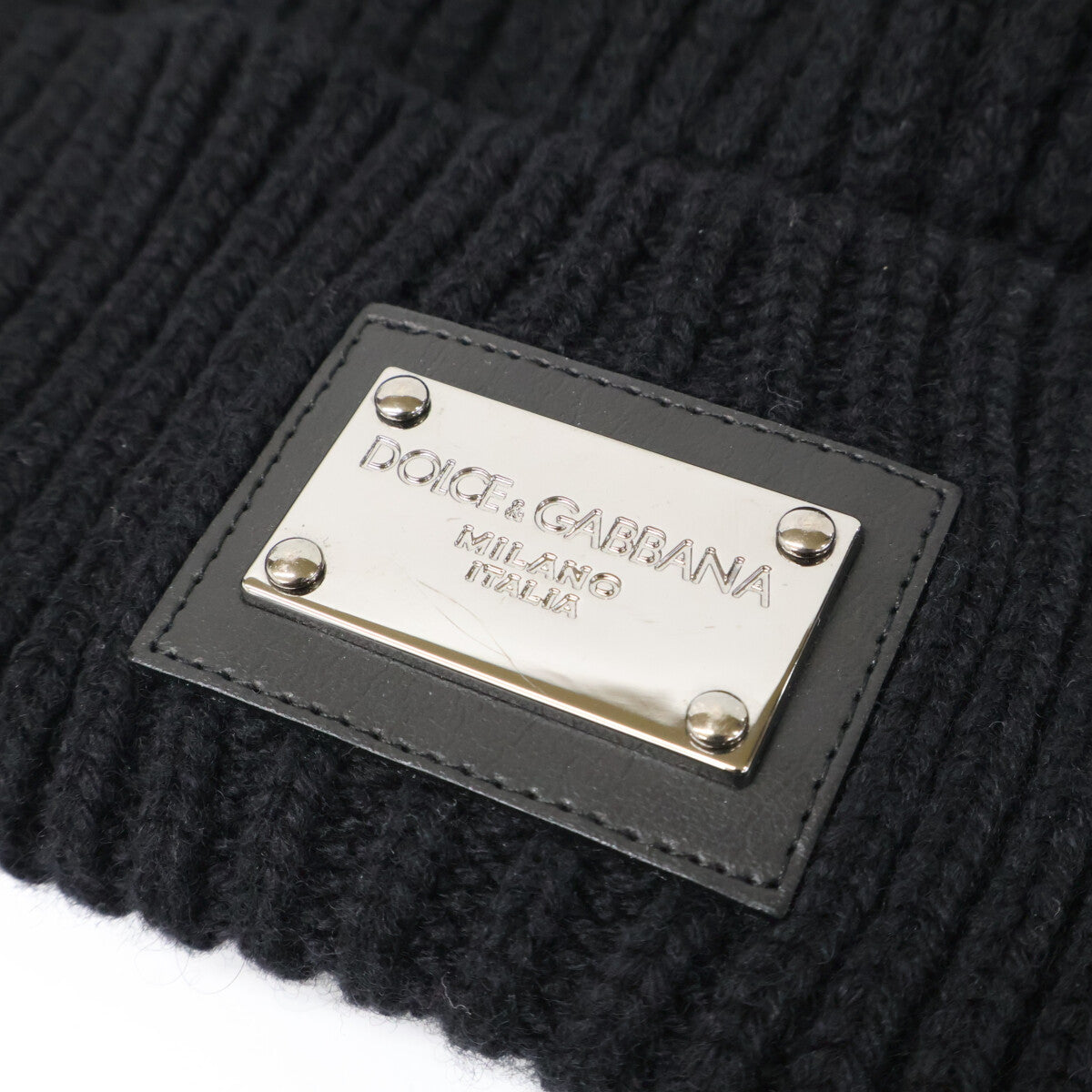 DOLCE&GABBANA ドルチェアンドガッバーナ 【即決/国内正規】GXK63T JEMQ5 ロゴプレート カシミヤ/ウール リブ ニット帽 帽子