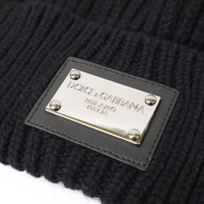 DOLCE&GABBANA ドルチェアンドガッバーナ 【即決/国内正規】GXK63T JEMQ5 ロゴプレート カシミヤ/ウール リブ ニット帽 帽子
