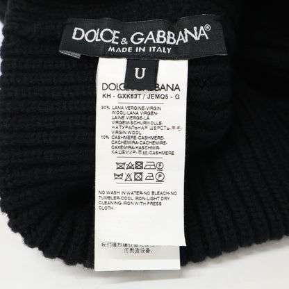 DOLCE&GABBANA ドルチェアンドガッバーナ 【即決/国内正規】GXK63T JEMQ5 ロゴプレート カシミヤ/ウール リブ ニット帽 帽子