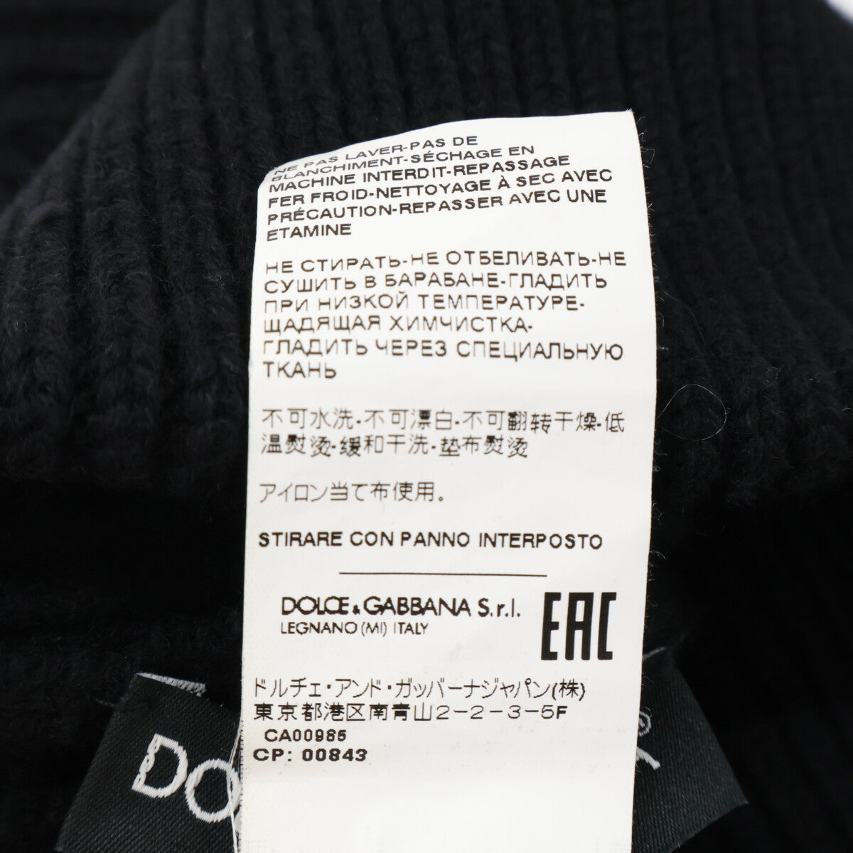 DOLCE&GABBANA ドルチェアンドガッバーナ 【即決/国内正規】GXK63T JEMQ5 ロゴプレート カシミヤ/ウール リブ ニット帽 帽子
