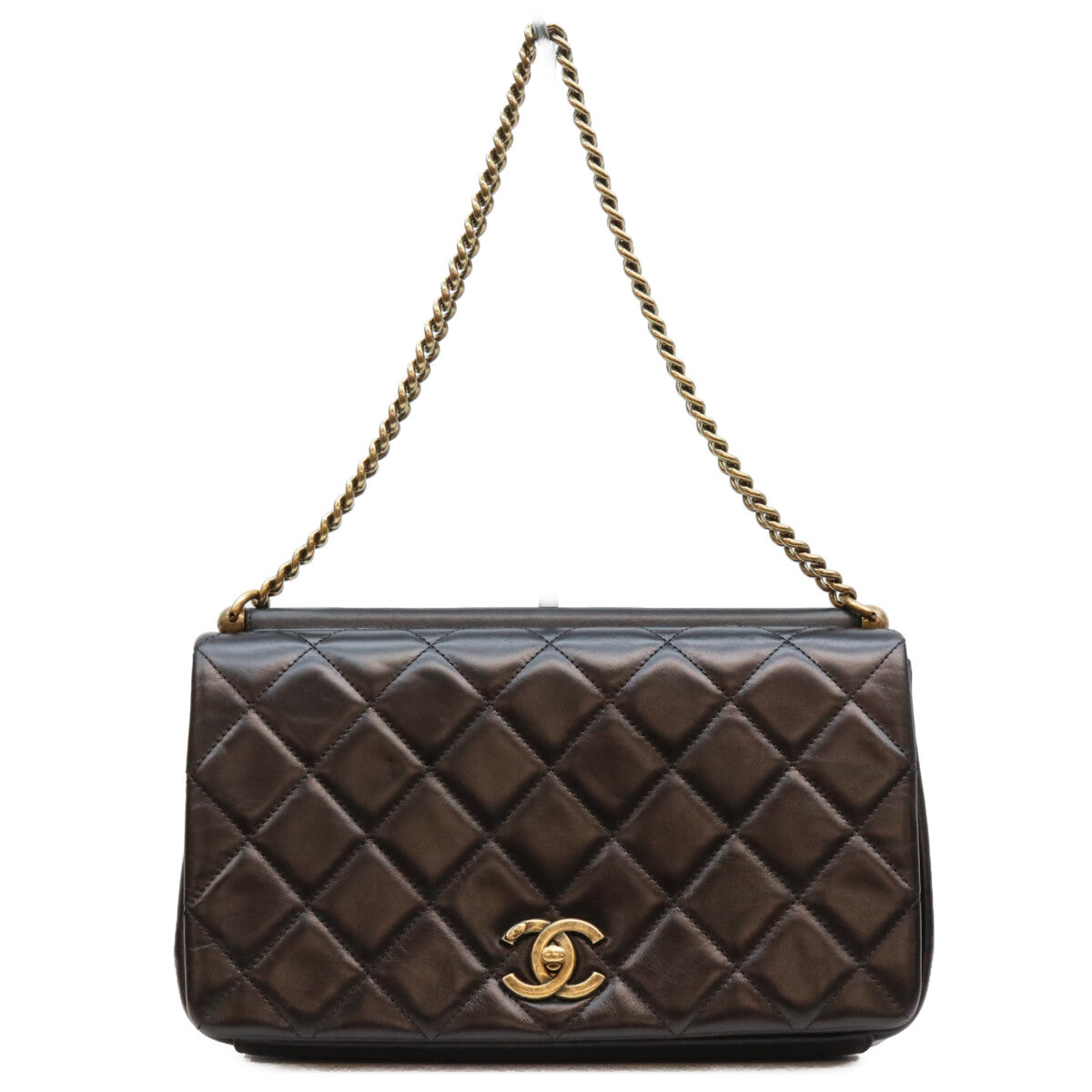 CHANEL シャネル 16年 23番 黒 ヴィンテージカーフ パリインローマ ゴールドバーフラップ ショルダーバッグ ショルダーバッグ