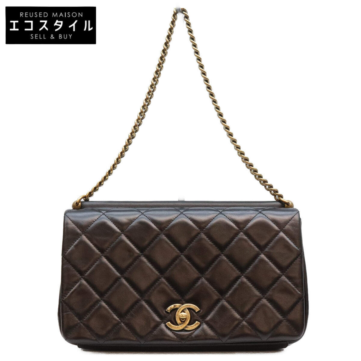 CHANEL シャネル 16年 23番 黒 ヴィンテージカーフ パリインローマ ゴールドバーフラップ ショルダーバッグ ショルダーバッグ