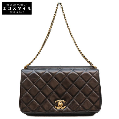 CHANEL シャネル 16年 23番 黒 ヴィンテージカーフ パリインローマ ゴールドバーフラップ ショルダーバッグ ショルダーバッグ