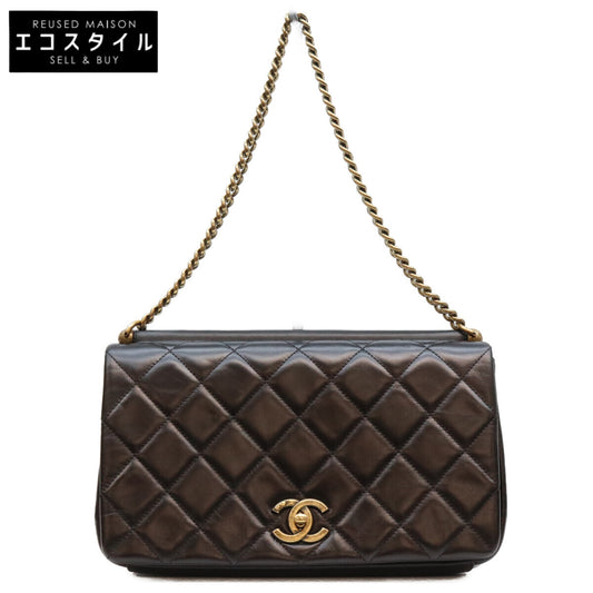 CHANEL シャネル 16年 23番 黒 ヴィンテージカーフ パリインローマ ゴールドバーフラップ ショルダーバッグ ショルダーバッグ