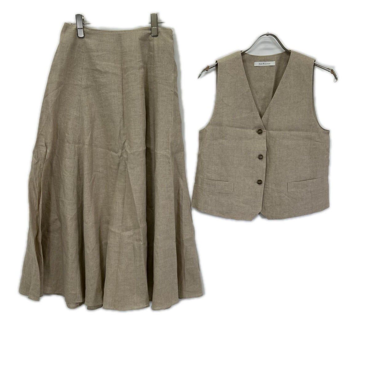col pierrot コルピエロ ベージュ ALBINI LINEN ベスト・スカート 計2点 スーツ セットアップ