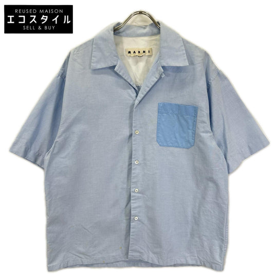 MARNI マルニ 20SS CUMU0054QM ライトブルー コットンブロードオープンカラーシャツ トップス
