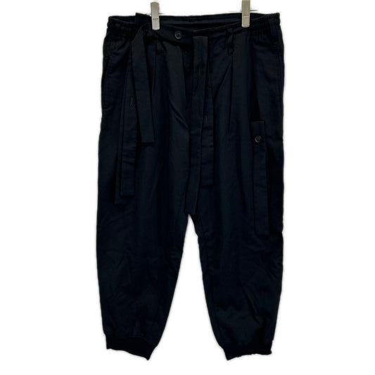 Yohji Yamamoto POUR HOMME ヨウジヤマモトプールオム 20SS HN-P71-100 ブラック テープ付き裾リブPT パンツ ボトムス