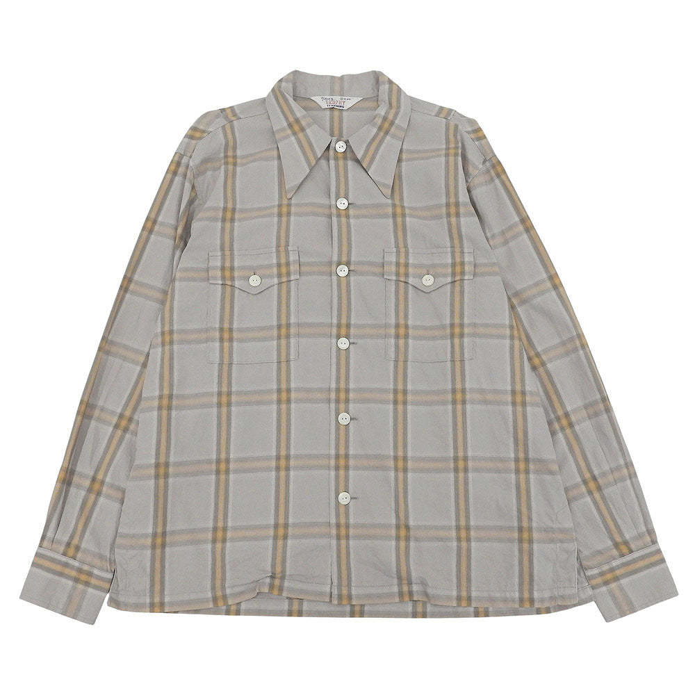 TROPHY CLOTHING トロフィークロージング オンブレチェック オープンカラーシャツ トップス メンズ グレー×ライトブラウン 14-14 1/2 26SS トップス