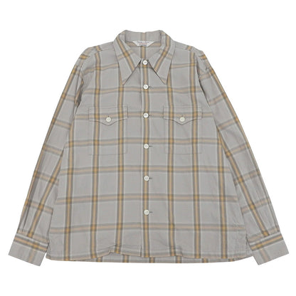 TROPHY CLOTHING トロフィークロージング オンブレチェック オープンカラーシャツ トップス メンズ グレー×ライトブラウン 14-14 1/2 26SS トップス
