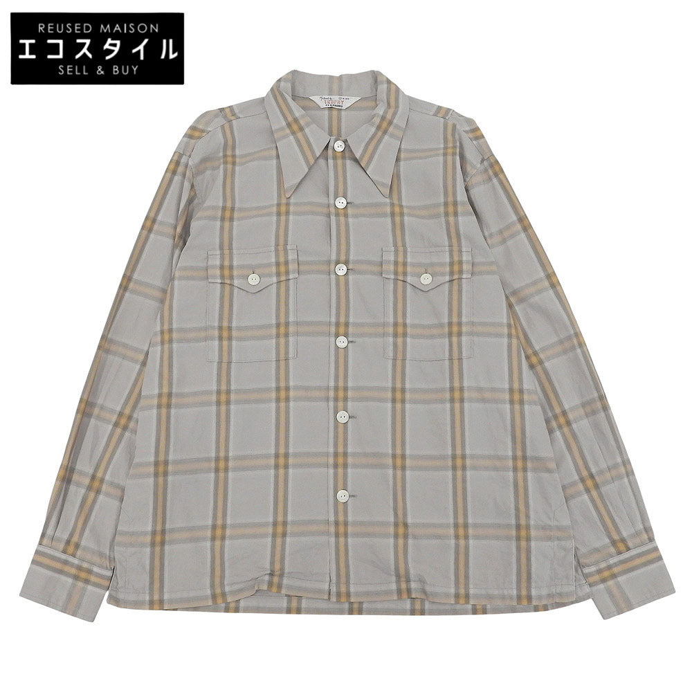 TROPHY CLOTHING トロフィークロージング オンブレチェック オープンカラーシャツ トップス メンズ グレー×ライトブラウン 14-14 1/2 26SS トップス