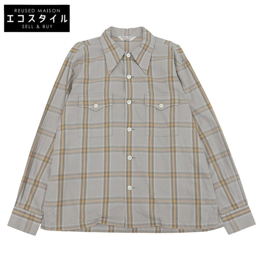 TROPHY CLOTHING トロフィークロージング オンブレチェック オープンカラーシャツ トップス メンズ グレー×ライトブラウン 14-14 1/2 26SS トップス