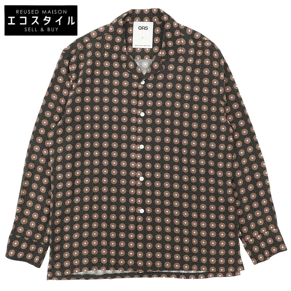 OAS オーエーエス 美品 COFFEE LUMO Viscose Long Sleeve トップス メンズ ブラウン レッド系 L 7019-04 トップス