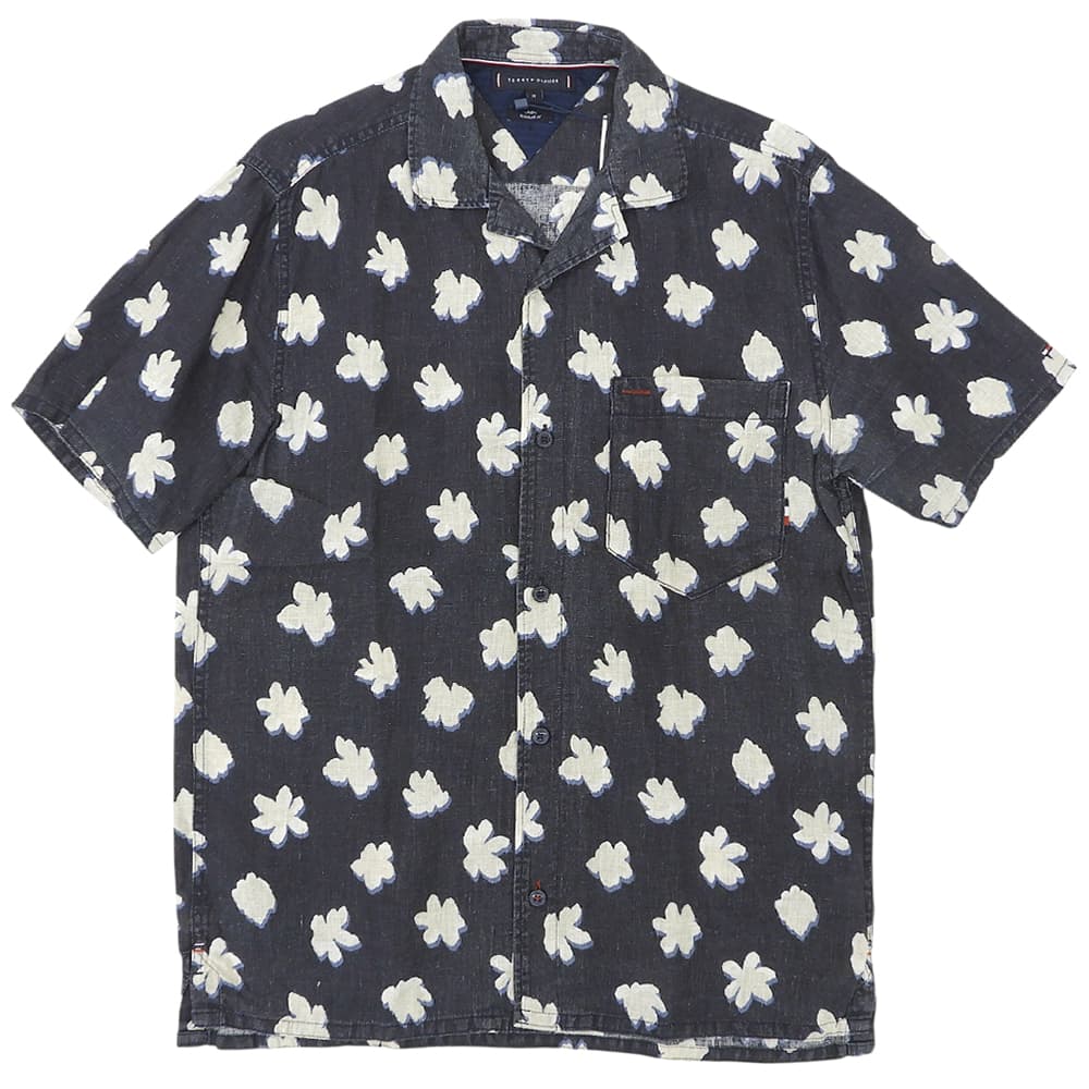 TOMMYHILFIGER トミーヒルフィガー 新品同様 リネン アロハシャツ トップス メンズ ネイビー M MW30891 トップス