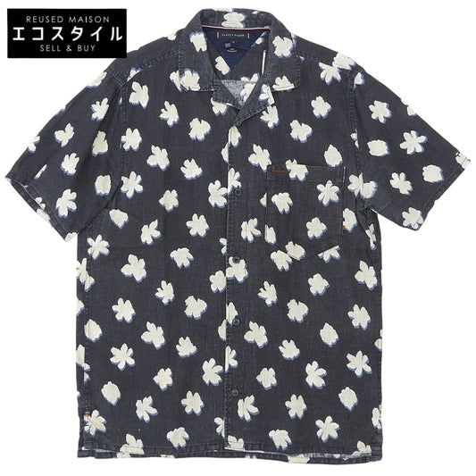 TOMMYHILFIGER トミーヒルフィガー 新品同様 リネン アロハシャツ トップス メンズ ネイビー M MW30891 トップス