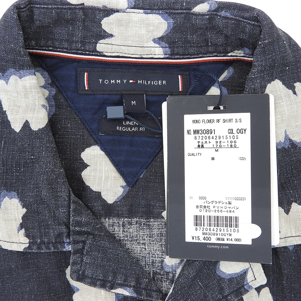 TOMMYHILFIGER トミーヒルフィガー 新品同様 リネン アロハシャツ トップス メンズ ネイビー M MW30891 トップス