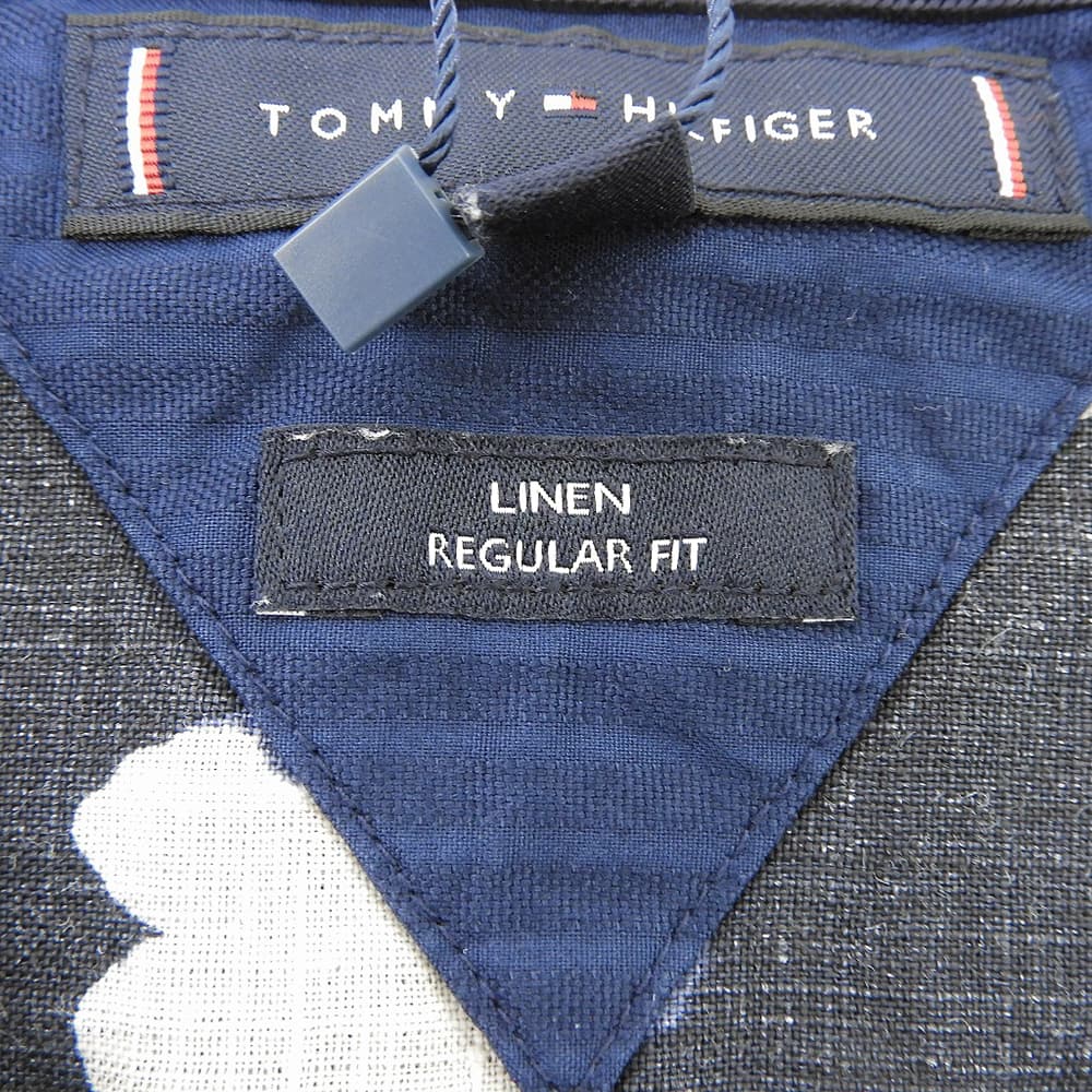 TOMMYHILFIGER トミーヒルフィガー 新品同様 リネン アロハシャツ トップス メンズ ネイビー M MW30891 トップス