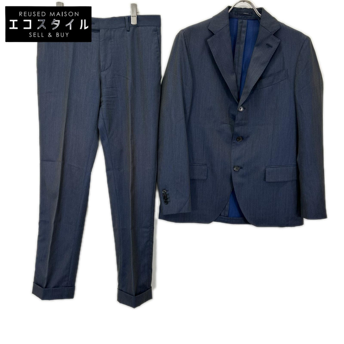 LARDINI ラルディーニ JP0801AQ ネイビー/タマムシ Tessuto Esclusi シングルスーツ スーツ セットアップ