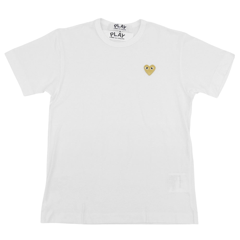 PLAYCOMMEdesGARCONS プレイコムデギャルソン 未使用 コットン Tシャツ トップス メンズ ホワイト×ゴールド M AZ-T216 トップス