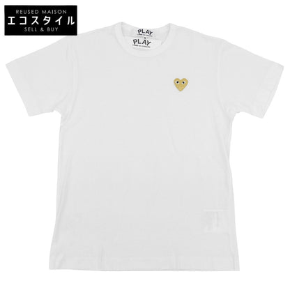 PLAYCOMMEdesGARCONS プレイコムデギャルソン 未使用 コットン Tシャツ トップス メンズ ホワイト×ゴールド M AZ-T216 トップス