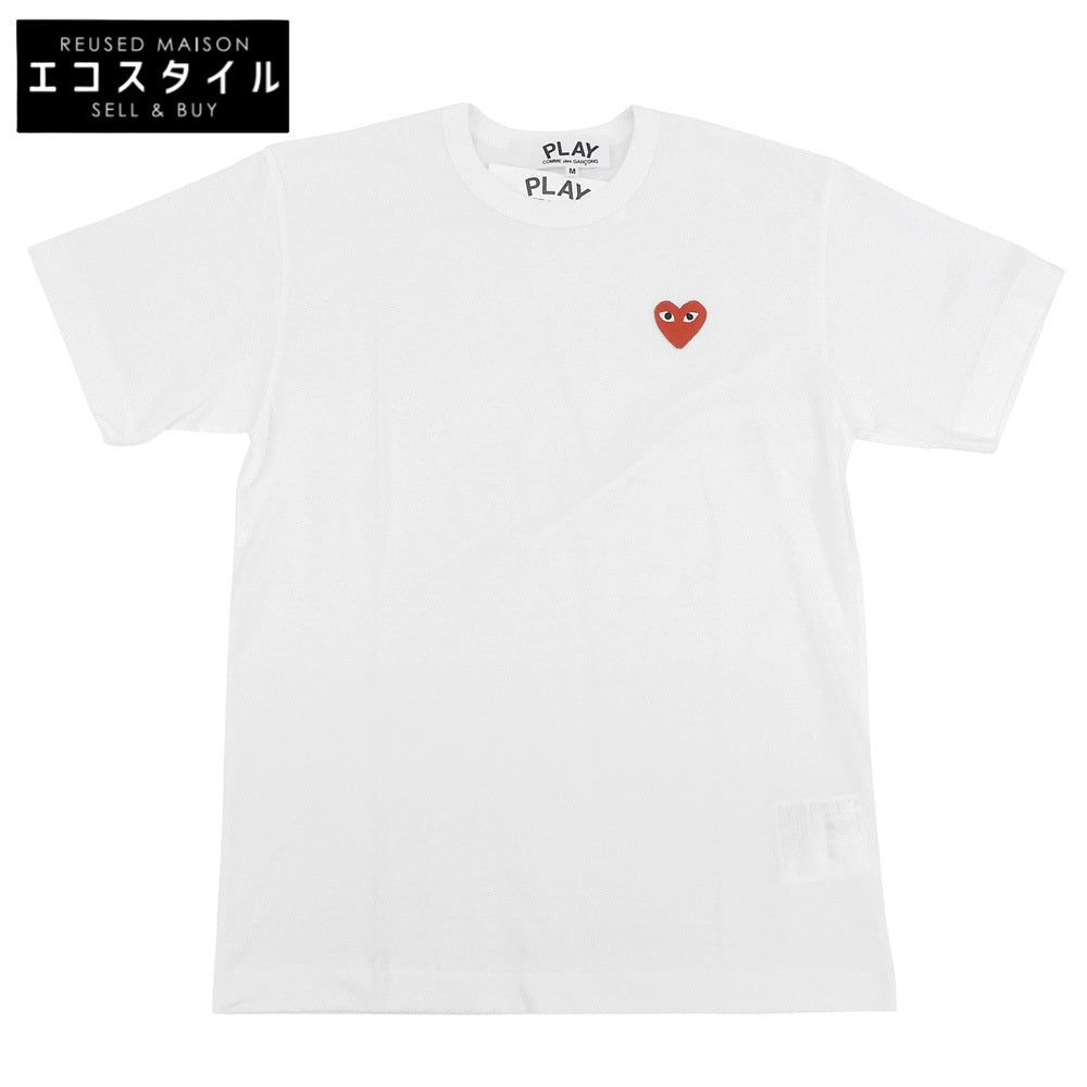 PLAYCOMMEdesGARCONS プレイコムデギャルソン 未使用 コットン Tシャツ トップス メンズ ホワイト×レッド M AZ-T108 トップス