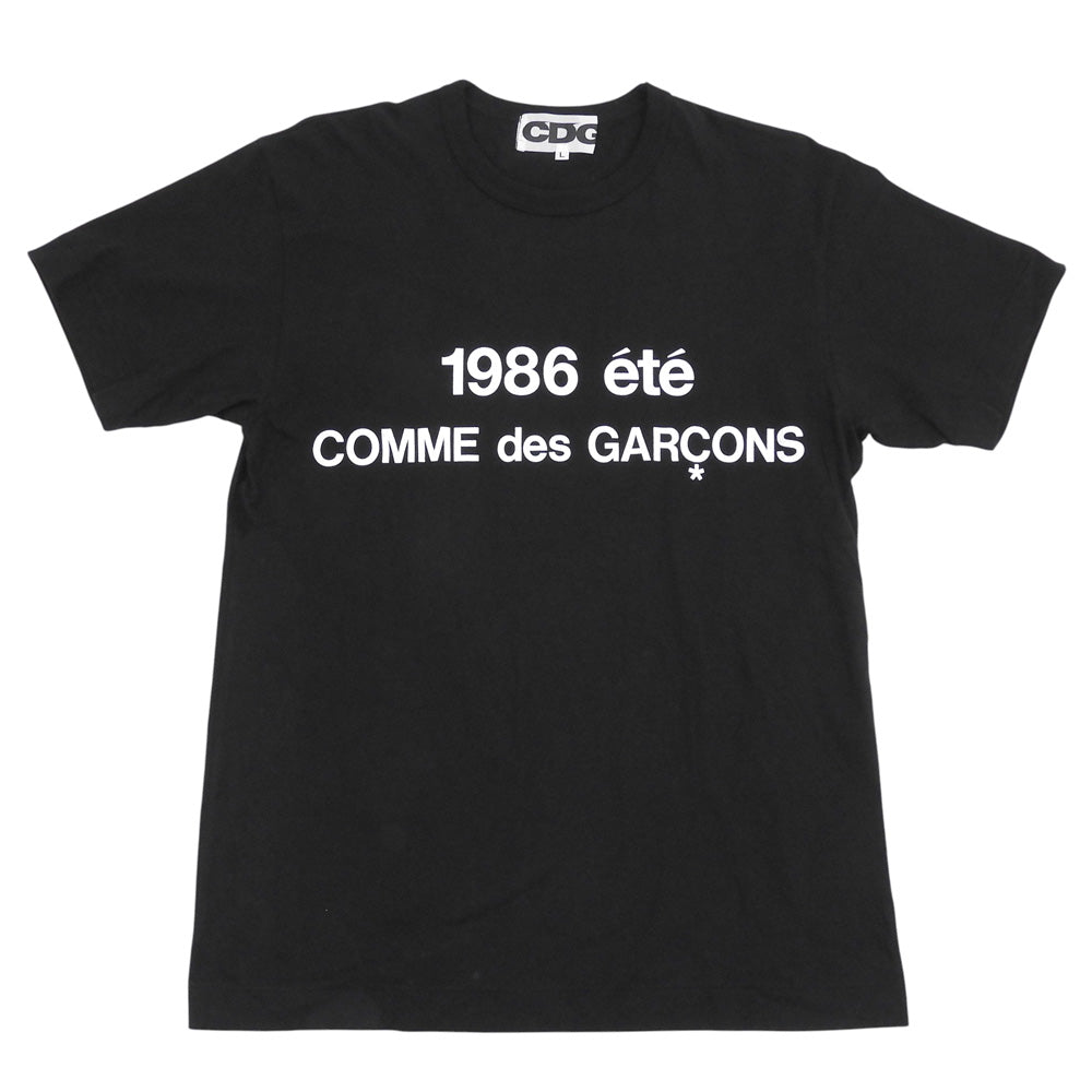 CDG シーディージー 美品 プリント コットン Tシャツ トップス メンズ ブラック×ホワイト L SZ-T028 ブラック/ホワイト トップス