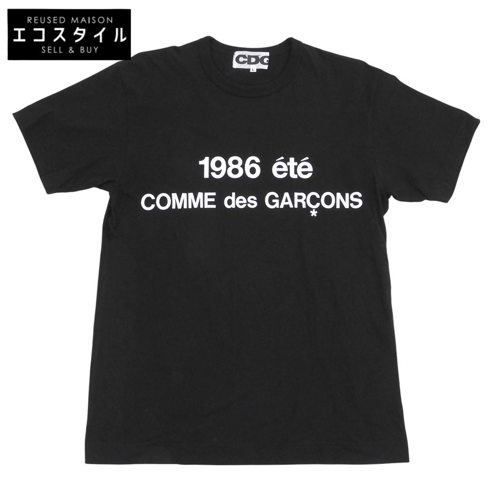 CDG シーディージー 美品 プリント コットン Tシャツ トップス メンズ ブラック×ホワイト L SZ-T028 ブラック/ホワイト トップス