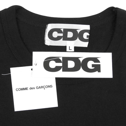 CDG シーディージー 美品 プリント コットン Tシャツ トップス メンズ ブラック×ホワイト L SZ-T028 ブラック/ホワイト トップス