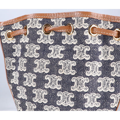 CELINE セリーヌ トリオンフエンブロイダリー マイクロ ドローストリング ショルダーバッグ