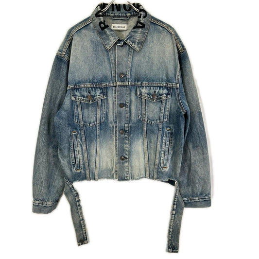 BALENCIAGA バレンシアガ 18年 529178 ブルー ロゴカラー デニムトラッカージャケット ジャケット