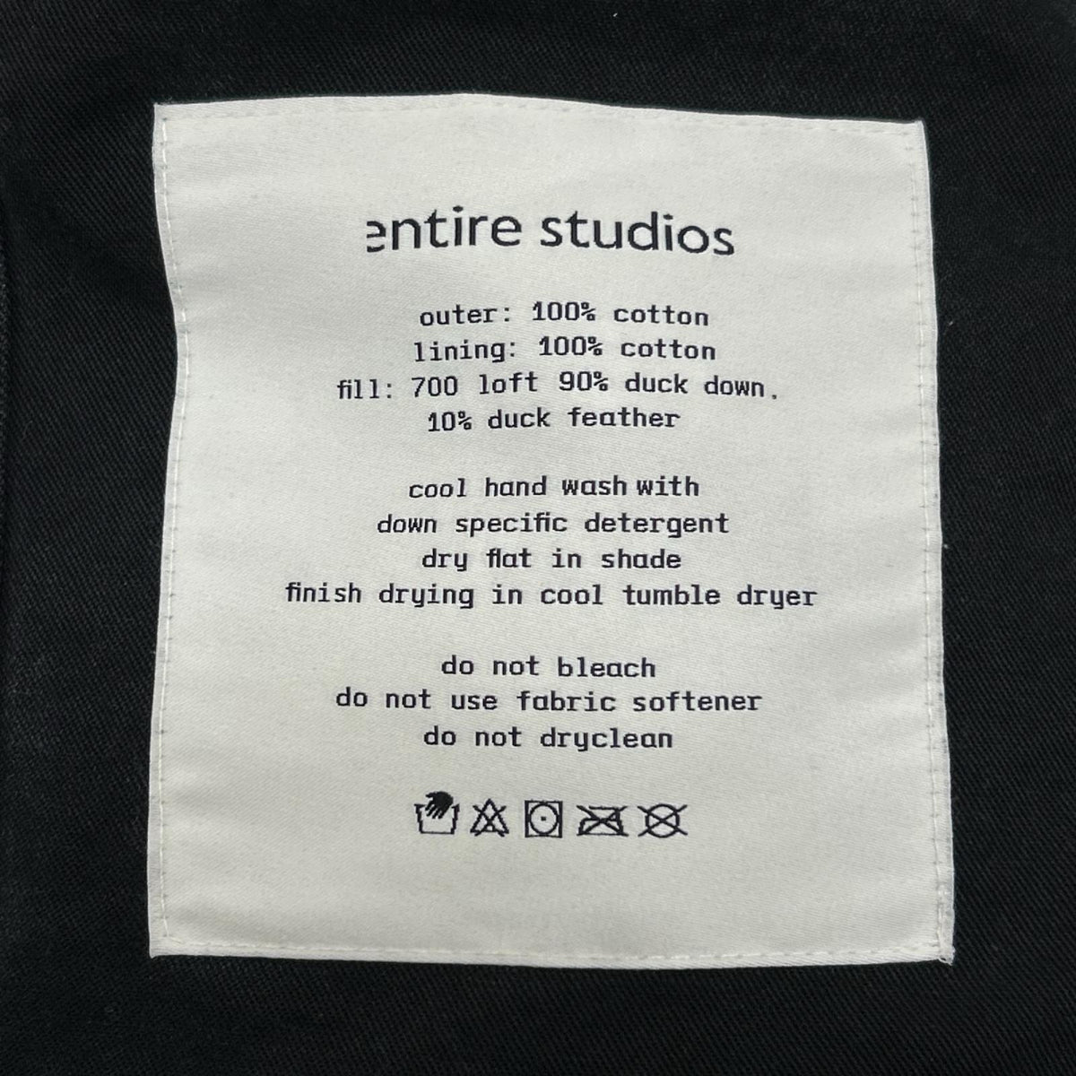 Entire Studios エンタイアスタジオ 25SS ES2398 ブラック MML PUFFER COTTON パファーダウン ジャケット