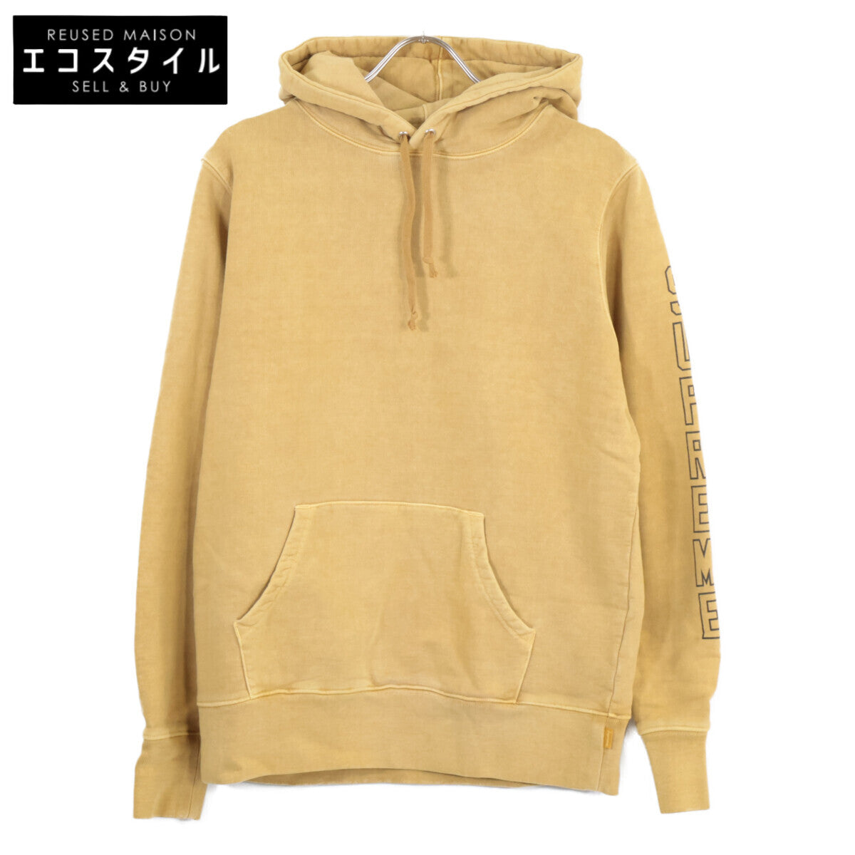 13SS Yellow Sleeve Logo Hoodie Top S Men's