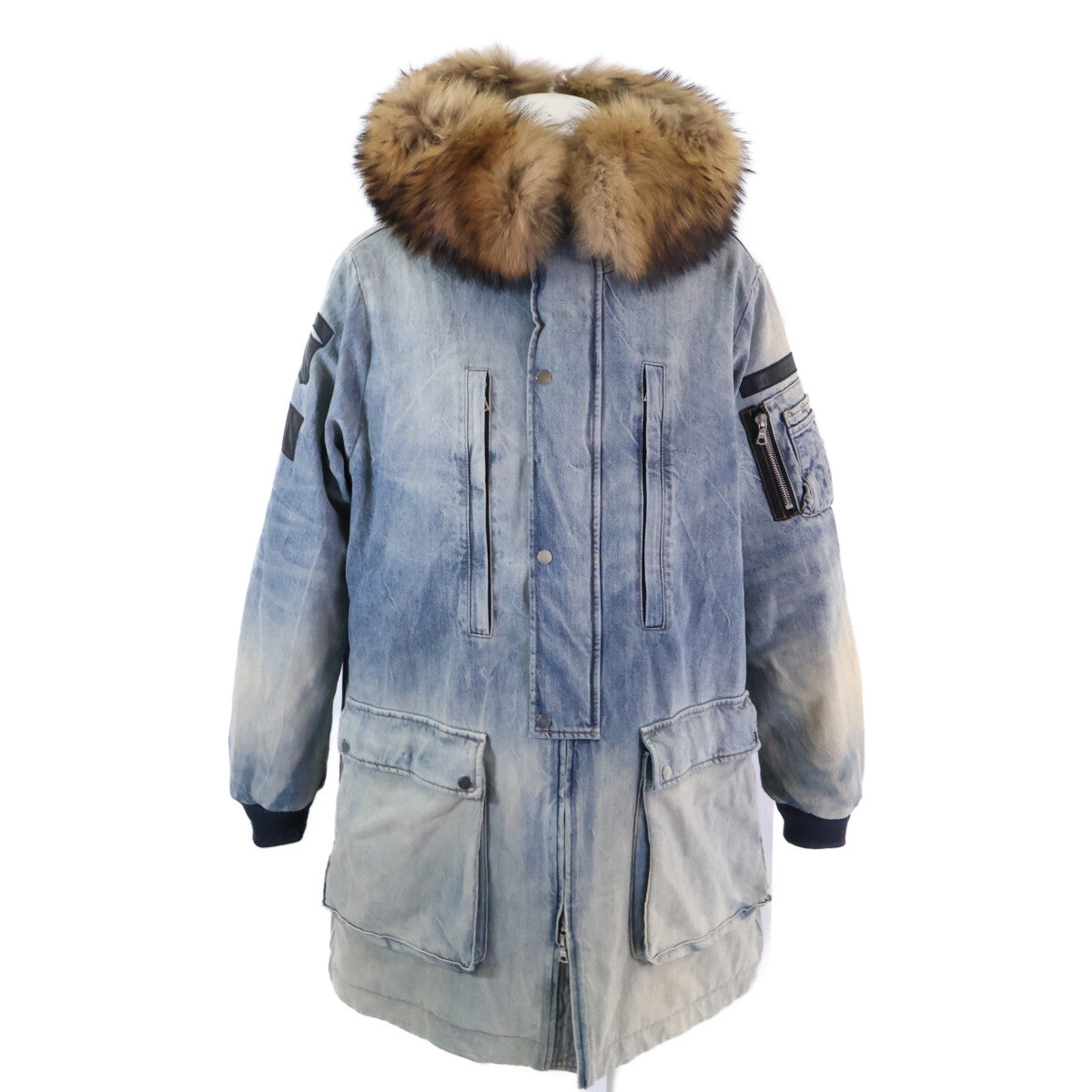 W9M04161DE Raccoon Fur Denim Coat M Men's