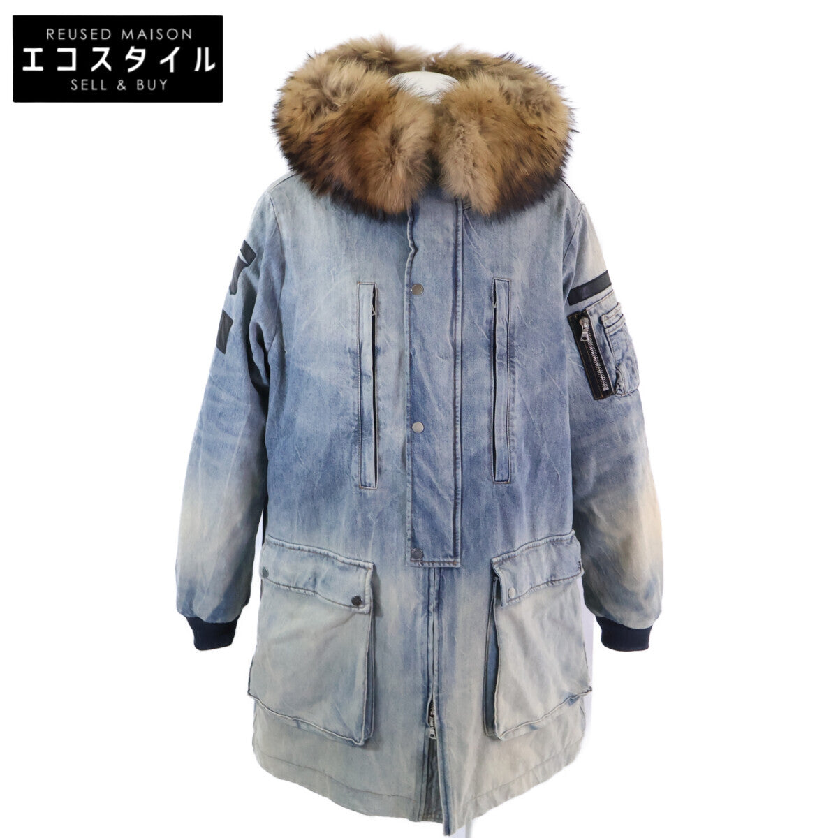 W9M04161DE Raccoon Fur Denim Coat M Men's