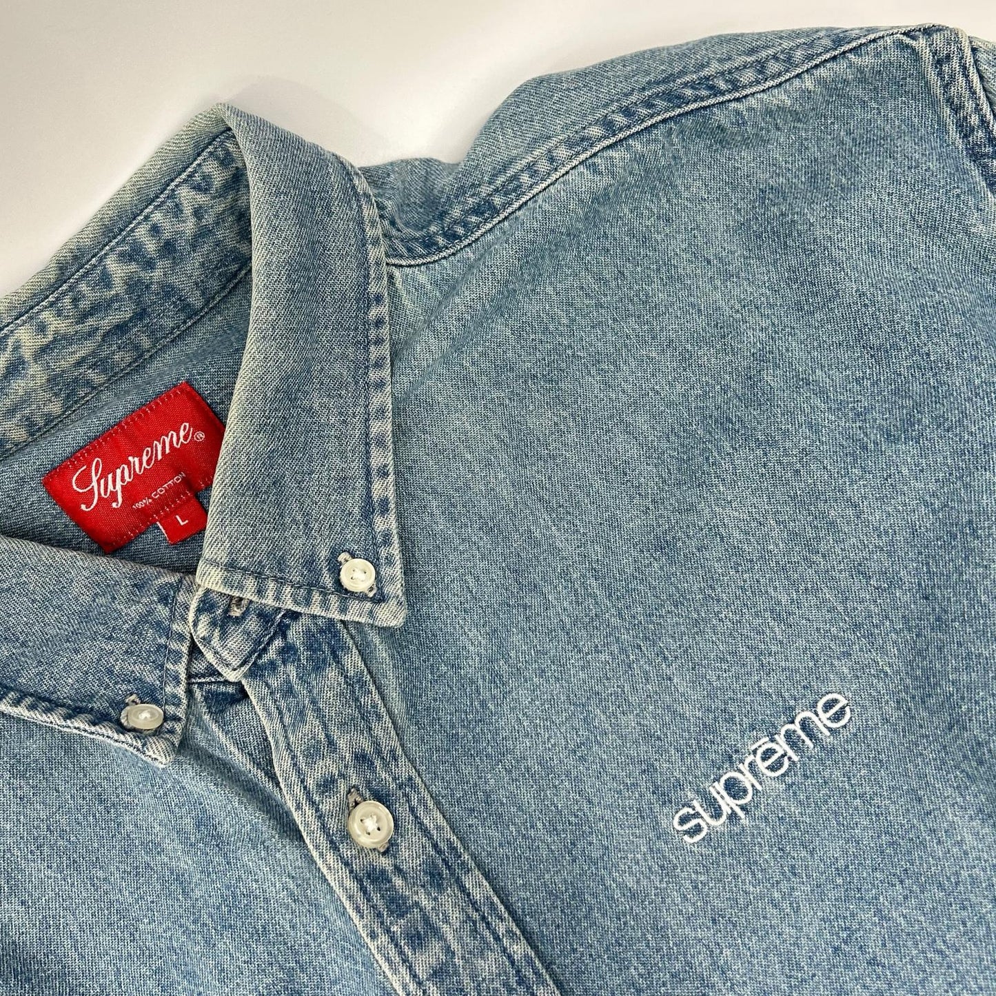 Supreme シュプリーム ロゴ刺繍 デニムボタンダウンシャツ トップス