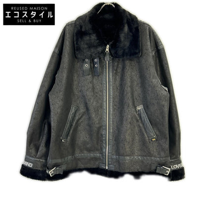 mastermind マスターマインド 【×アルファインダストリーズ】TA1582 9001 ブラック フェイクムートン ライダースジャケット ジャケット