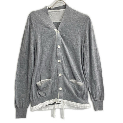 sacai サカイ 16-00995M グレー カシミヤ混 ドローコード Vネック カーディガン トップス