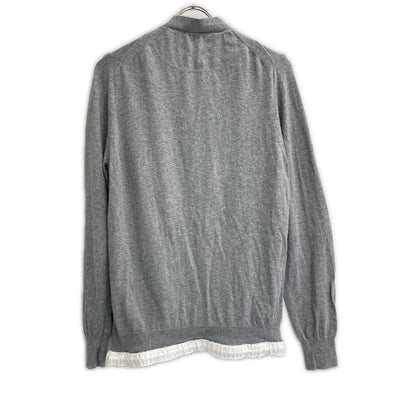 sacai サカイ 16-00995M グレー カシミヤ混 ドローコード Vネック カーディガン トップス