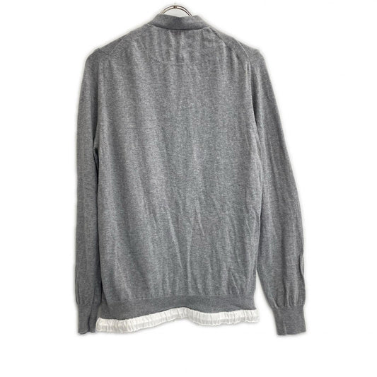 sacai サカイ 16-00995M グレー カシミヤ混 ドローコード Vネック カーディガン トップス