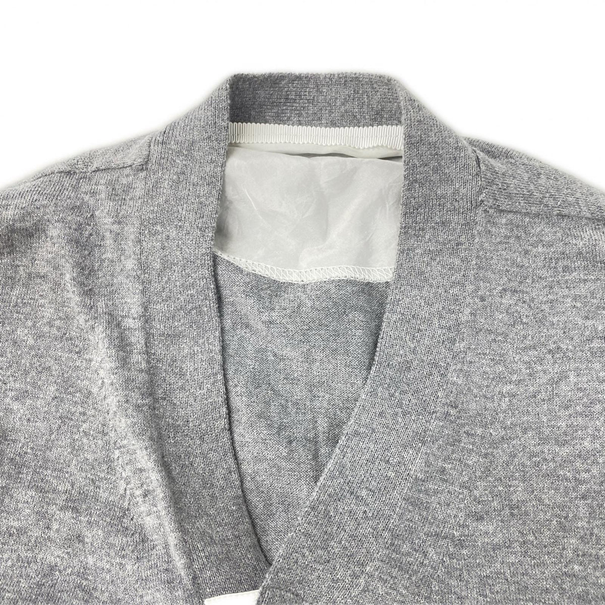 sacai サカイ 16-00995M グレー カシミヤ混 ドローコード Vネック カーディガン トップス