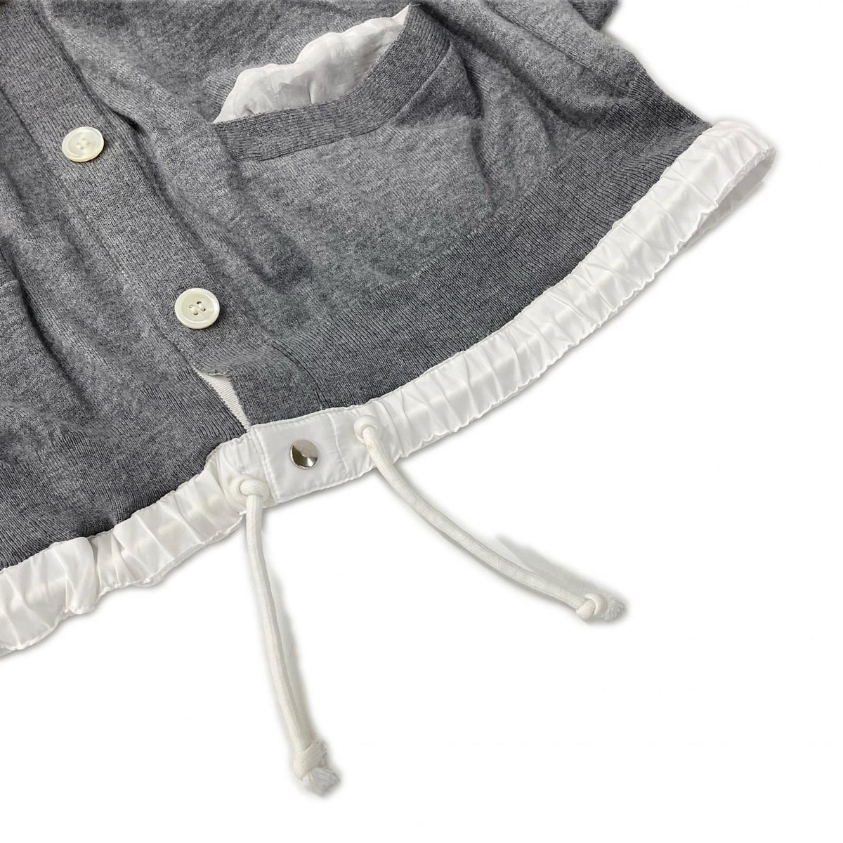 sacai サカイ 16-00995M グレー カシミヤ混 ドローコード Vネック カーディガン トップス