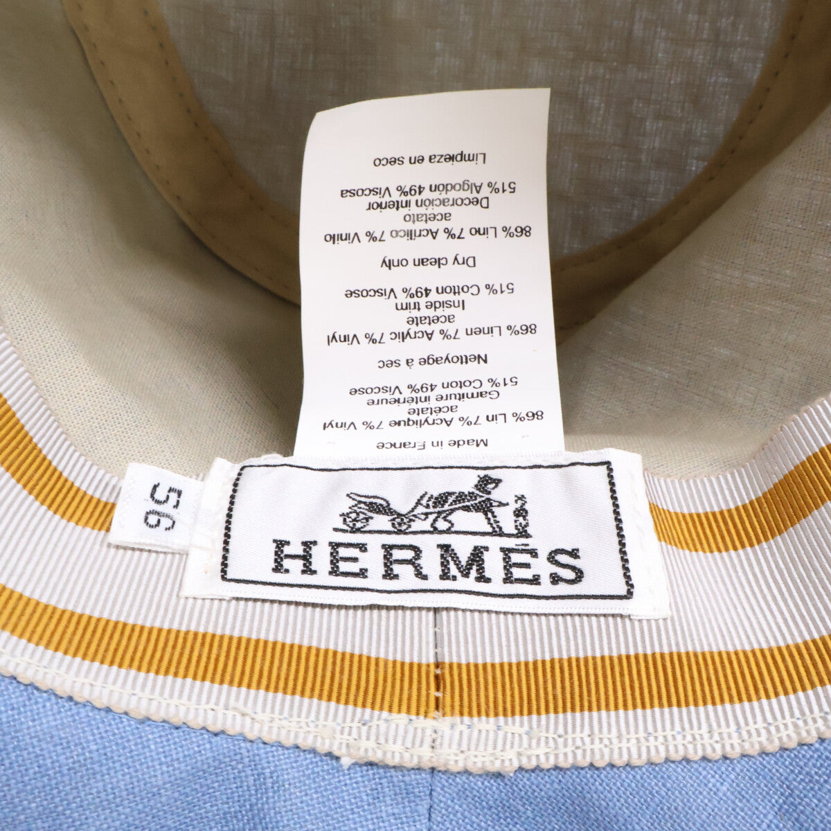 HERMES エルメス 【即決/国内正規】セリエボタン リネン ハット 帽子
