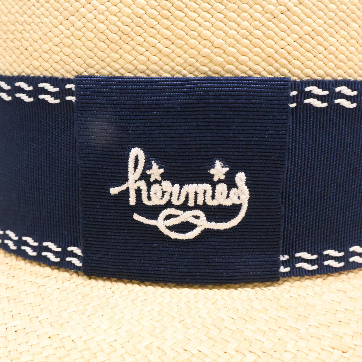 HERMES エルメス 【美品】トリニダード ロゴ刺繍トリム ストローハット 帽子