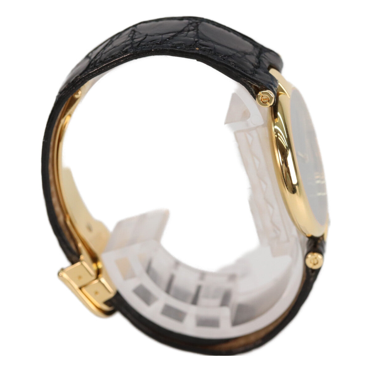 Cartier 925 Must Vendôme Vermeil LM Black Dial QZ Leather Watch