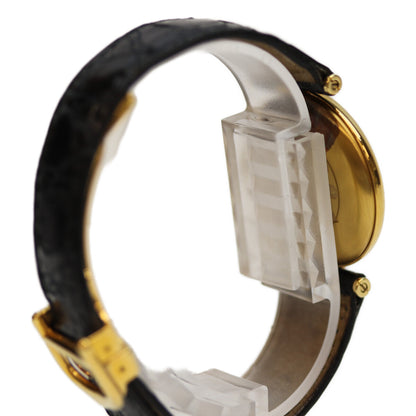 Cartier 925 Must Vendôme Vermeil LM Black Dial QZ Leather Watch