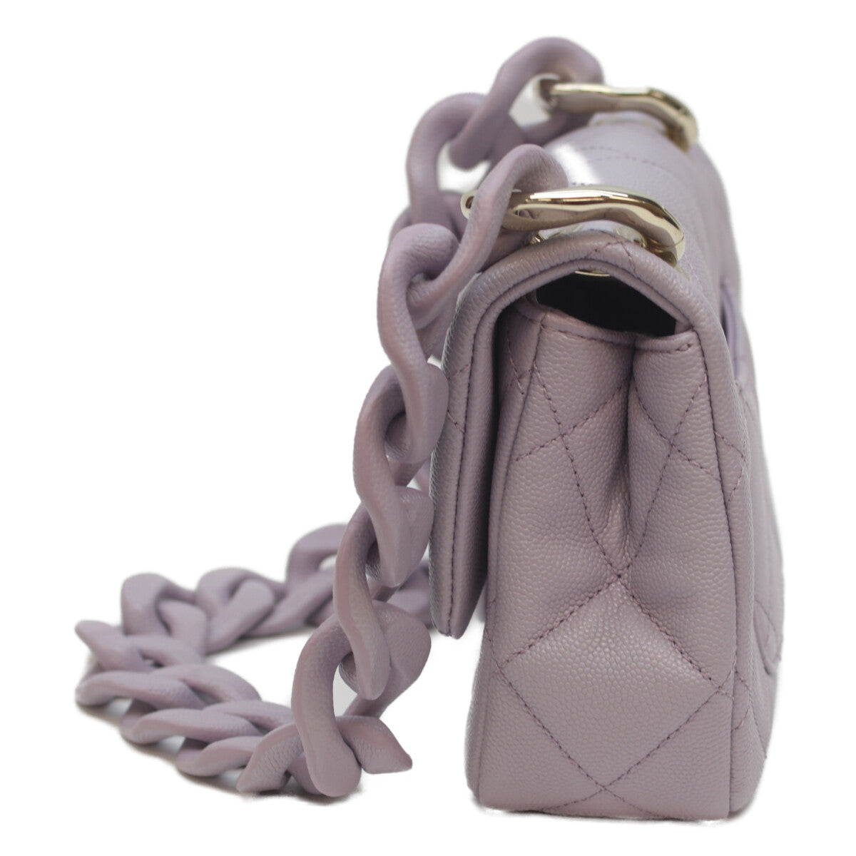 CHANEL Lavender Caviar Gold-Tone Hardware Design Chain Matelassé 20 Mini Flap Shoulder Bag